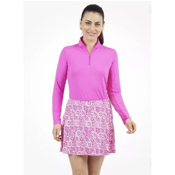 IBKUL Pants - IBKUL Pink Terra Print Swing Skort Size M UPF 50+ Golf Tennis Resortwear